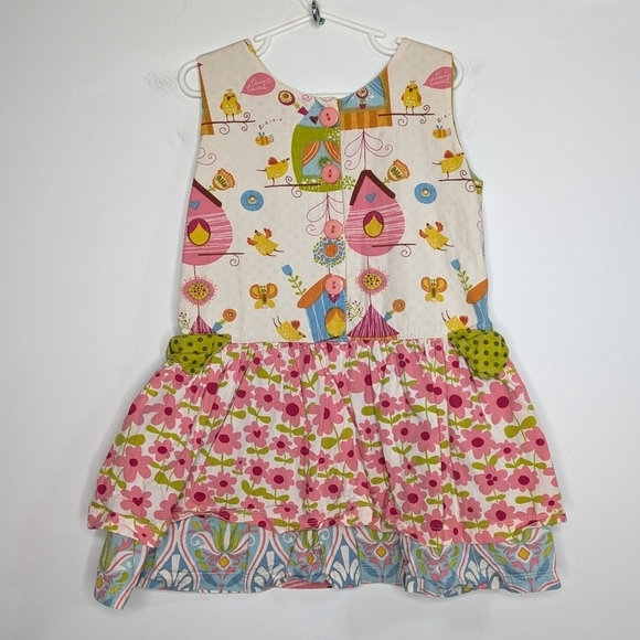 Jelly the Pug Iris collection Alexis colorful floral birdhouse cotton dress 6 - Picture 6 of 8
